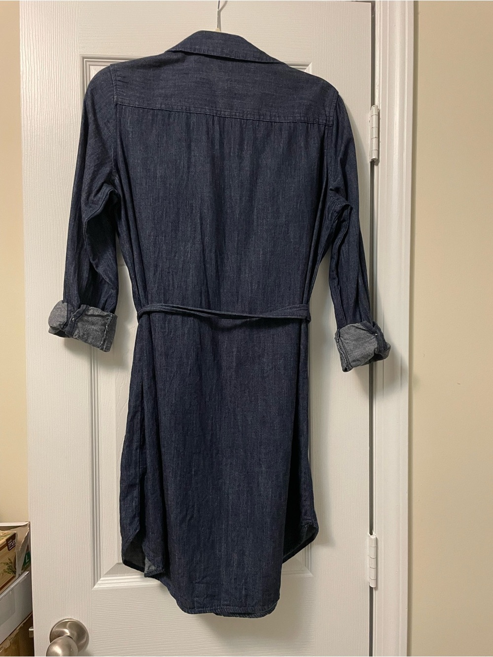 Universal Thread Indigo Chambray Long-Sleeve Shirt Dress with Tie Waist - Picture 3 of 6